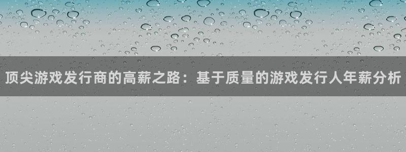 杏耀官网登录注册账号：顶尖游戏发行商的高薪之路：基于质量的游戏发行人年薪分析
